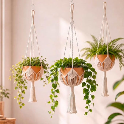 Shappy Boho Macrame Plant Hanger, Large Hanging Planter Plant Holder Pot Hanger Hanging Basket Wall Planters, Plants Lover Gift for Indoor Garden