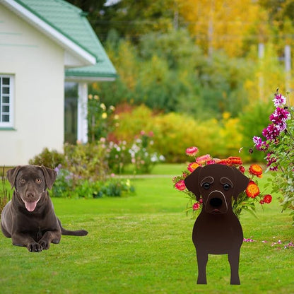 Chocolate Labrador Dog Planter Pots, 9.45 x 6.38 x 13.39 Inches | Dog Flower Pot, Cute Animal Shaped Plant Pot, Gifts for Women & Pet Lovers, Indoor Outdoor Garden Home Office Decor