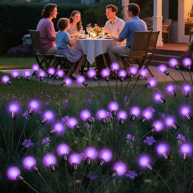 ZFNN Solar Garden Lights Outdoor, 4 Pack Firefly Swaying Lights Purple, Waterproof 6 Pack 36 Heads Garden Decor for Yard Patio Pathway Lawn, Gardening Gifts for Women Christmas Decoration