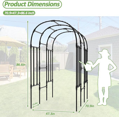 Garden Arch Trellis - 47" L*71" W*87" H, Rust-Proof Grape Trellis with Thickened Steel 20MM Pipe, Garden Arch Trellis for Climbing Plants Outdoor, Tunnel Trellis for Cucumber, Pumpkin, Melon