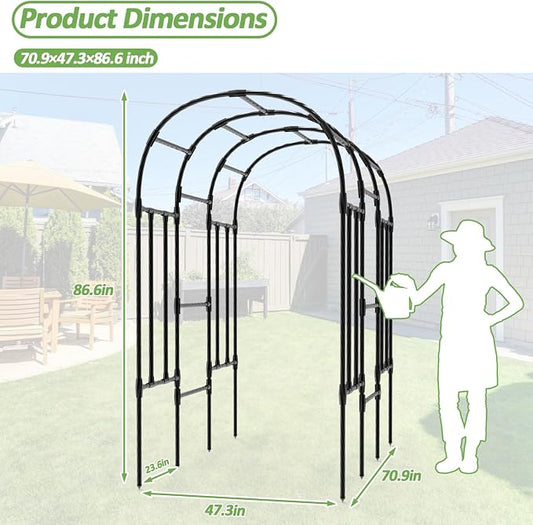Garden Arch Trellis - 47" L*71" W*87" H, Rust-Proof Grape Trellis with Thickened Steel 20MM Pipe, Garden Arch Trellis for Climbing Plants Outdoor, Tunnel Trellis for Cucumber, Pumpkin, Melon