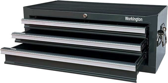Workington Industrial 3 Drawers Portable Metal Intermediate Box, 26" Middle Tool Chest Cabinet with Ball Bearing Drawer Slides, Steel Tool Storage Box Organizer 4009 Gray