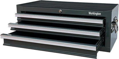 Workington Industrial 3 Drawers Portable Metal Intermediate Box, 26" Middle Tool Chest Cabinet with Ball Bearing Drawer Slides, Steel Tool Storage Box Organizer 4009 Gray