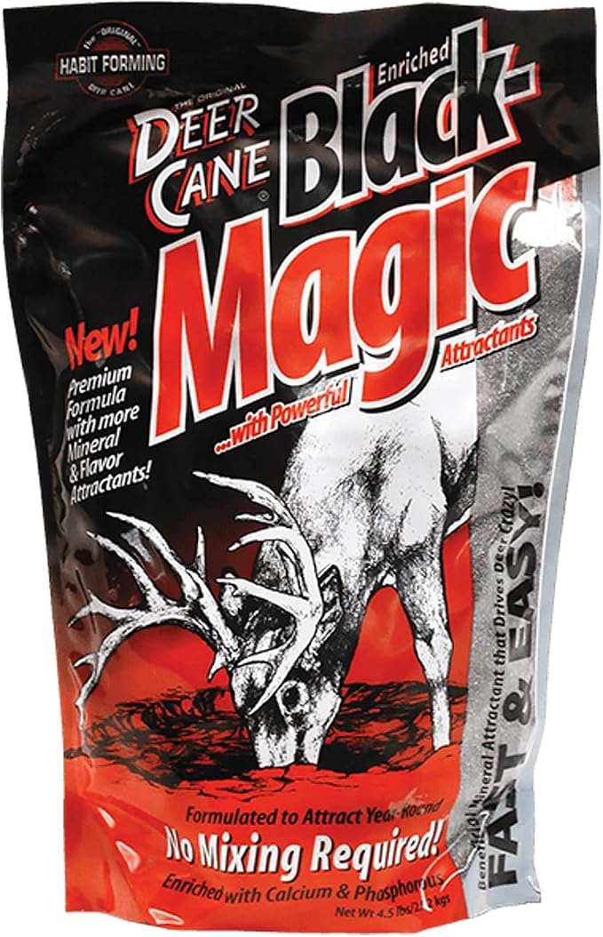 Evolved HABITATS Deer Cane Black Magic Deer Mineral Attractant - Fast & Easy to Use All Year-Round Hunting Powder Mix Mineral Food Supplement with Natural Molasses Flavors