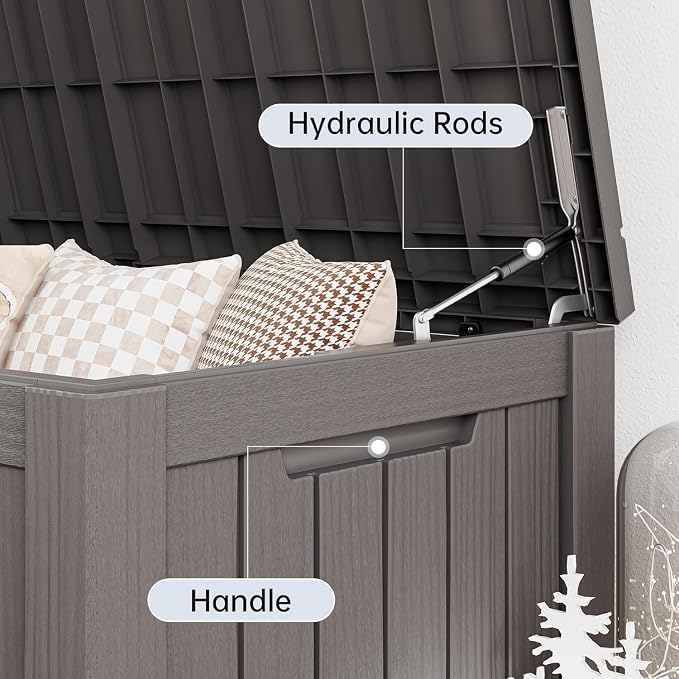 Outdoor Storage Box, 120 Gallon Resin Deck Boxes Outdoor Waterproof For Patio Furniture, Garden Tools, Pool Supplies, Lockable And UV Resistant (Striped Gray)