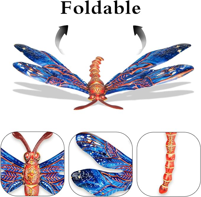 SUNREEK Metal Dragonfly Wall Decor - 9.6" Outdoor Fence Wall Art, Hanging Decorations for Garden Yard Patio Room Decorations, 4 Pack (Color-1)