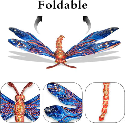 SUNREEK Metal Dragonfly Wall Decor - 9.6" Outdoor Fence Wall Art, Hanging Decorations for Garden Yard Patio Room Decorations, 4 Pack (Color-1)