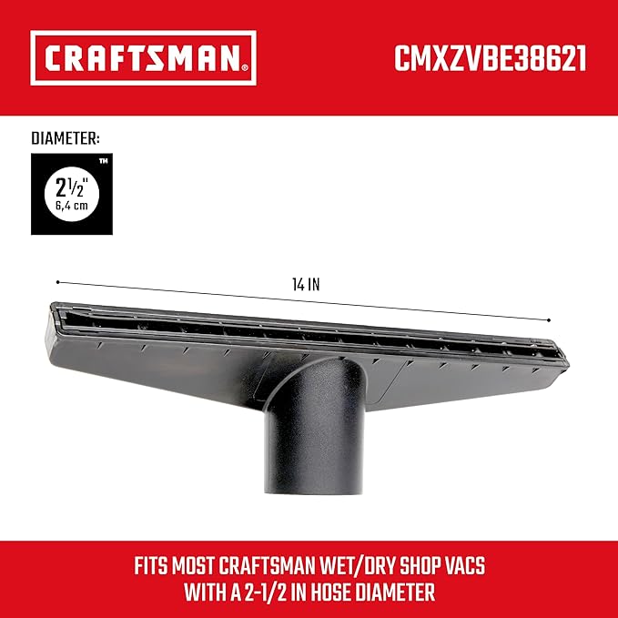 CRAFTSMAN CMXZVBE38621 2-1/2 in. Wet Nozzle Wet Dry Shop Vacuum Attachment | Industrial-Grade Shop Vacuum Accessory for Cleaning Larger Liquid Messes, Fits 2-1/2 in. Hose Diameter