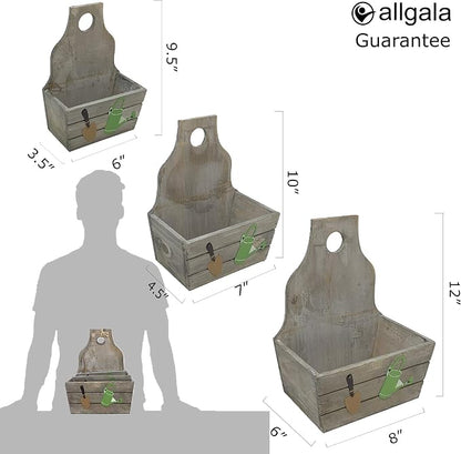 allgala 3-PC Set Wooden Boxes Planter Trough for Flower pots - Indoor Outdoor Decoration - Storage Display Hanging - HD88343