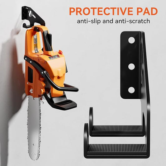 XZHXFX Chainsaw Hanger Wall Mount - Heavy Duty Chainsaw Holder for Garage Organization, Storage Shed Organizer, Chainsaw Rack with Protective Pad, Garage Tools, 2 Pack