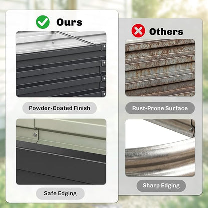Outsunny Galvanized Raised Garden Bed, 4' x 2' x 1' Metal Planter Box, for Growing Vegetables, Flowers, Herbs, Succulents, Gray