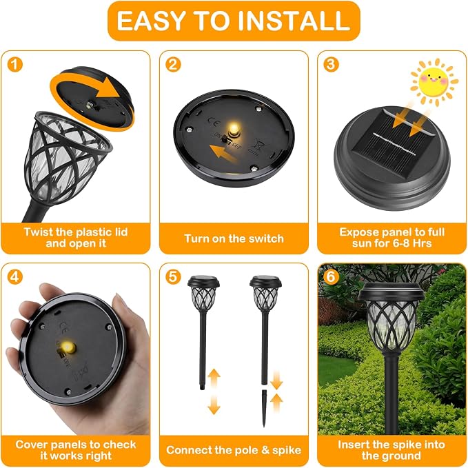 Solar Outdoor Lights, IP65 Waterproof - Bright Solar Garden Lights for Patio, Yard, Driveway Decoration