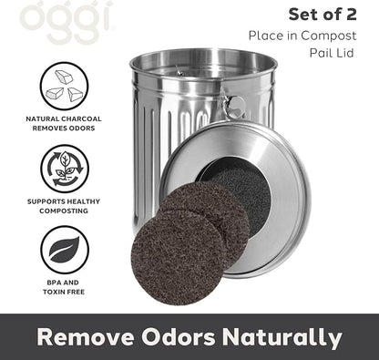 OGGI Set of 2 Charcoal Filters- Replacement Charcoal Filter for Countertop Compost Bin with Lid, Eco Friendly Products