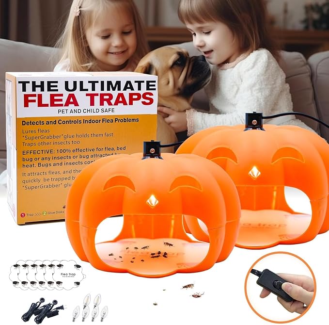 Flea Traps for Inside Your Home with Light, Flea Light Trap for Bug USB Charing Insect Pest Control Traps for Kitchen, Living Room, Balcony and Bedroom