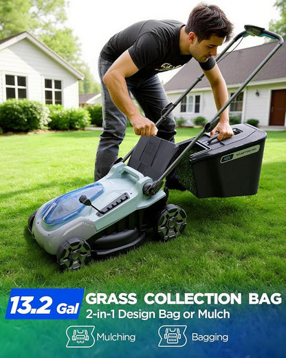 16" Cordless Lawn Mower, 40V Lightweight Push Mower with 4.0Ah Battery & Charger, Ultra-Quiet Motor for Small Yards, Lawn Care, Backyard Maintenance