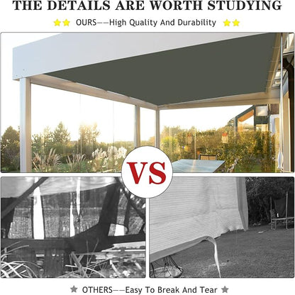 90% Outdoor Sun Shade Cloth, 8' x 12', Pergola, Deck, and Backyard Patio Sunshade with UV Protection, Heat Resistant HDPE Material, Reinforced Grommets (8x12 FT, Grey)