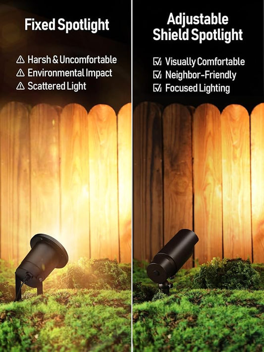 LEONLITE 5CCT Low Voltage LED Landscape Spotlight, 7W LED Spot Lights Outdoor for Garden Yard, Adjustable Beam Angle, 12-24V AC/DC, Aluminum, IP65 Waterproof, CRI90, ETL, Oil Rubbed Bronze, Pack of 4