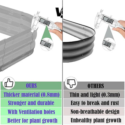 Galvanized Raised Garden Bed Kit with 4 Internal Braces, 67x36x10in Large Metal Planter Raised Beds Outdoor, 0.8mm Thick Steel Outdoor Galvanized Planter with Vents, Silver (2PCS)