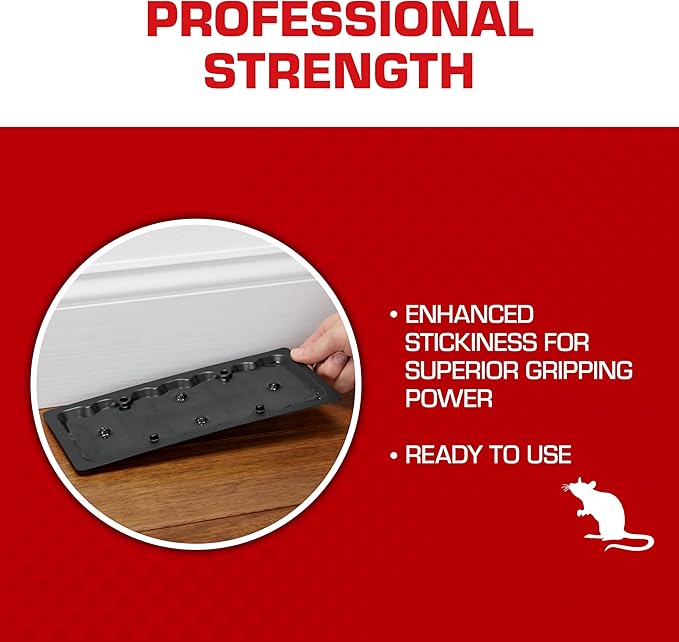 Tomcat Glue Traps Rat Size with Eugenol for Enhanced Stickiness, 24 Traps | Also Captures Mice, Cockroaches, Snakes, Scorpions, and Spiders, Ready-to-Use, 6 Packages with 4 Glue Traps Each