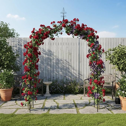 Thick Gothic Pointed Metal Garden Arch Rust-Proof for Climbing Vines Roses | 8.5 ft H x 4.8 ft W, 16mm Steel Tube Arbor for Plants, Clematis, Jasmine, Party Decor for Wedding, Halloween, Christmas