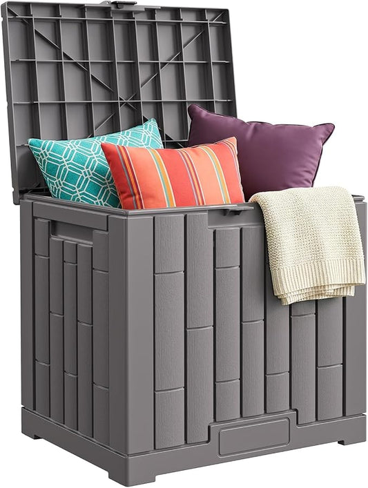 Jocoevol Deck Box 30 Gal, UV Resistant & Waterproof Outdoor Storage Box with Lock, Easy Assemble Storage Bins Container for Pool Patio Garden
