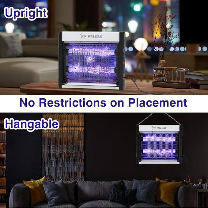 Electric Bug Zapper, 4000V Mosquito Zapper Indoor with 5ft Cable, USB Electric Bug Zapper with Removable Collection Tray, Fly Trap Mosquito Trap for Patio Yard Home Kitchen Camping, 16 in