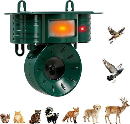 Ultrasonic Bird Repellent Devices Outdoor, Squirrel & Pigeon & Woodpecker Repellent, Solar Powered, IP 65 Waterproof, Motion Sensor, Bird Deterrents for Outside for Patio Farm Yard Orchard, 1 Pack