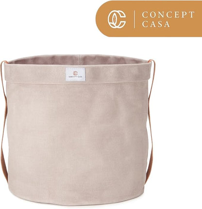 Extra Large Waxed Canvas Planter – 10" Stone Gray Fabric Pot Cover for Indoor/Outdoor Plants, Hanging Basket & Floor Plant Holder, Handmade Decorative Plant Container