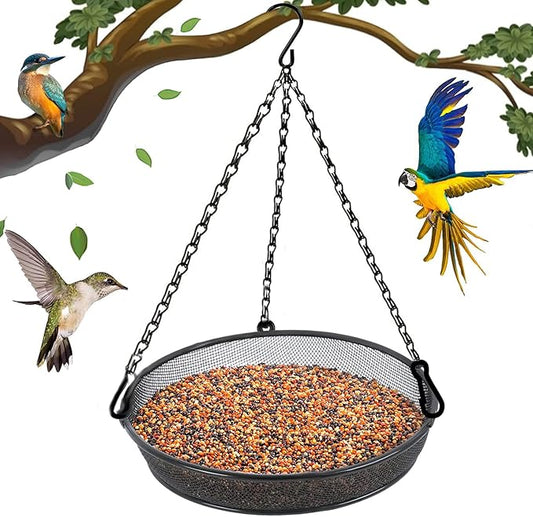 Bird Feeder, Hanging Bird Feeders for Outdoors Metal Mesh Birdfeeder Tray | Original Bird Feeder Tray, Bird Feeder for Outside Hanging Metal Mesh Platform