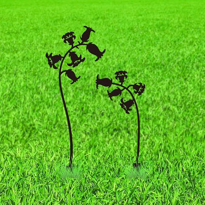 WADORN 2Pcs Bellflower Metal Decorative Garden Stakes, Black Bellflowers Silhouette Outdoor Statues Rustic Garden Ornament Gifts Yard Art Decoration Stake for Outdoor Backyard Lawn Walkways Flowerpot