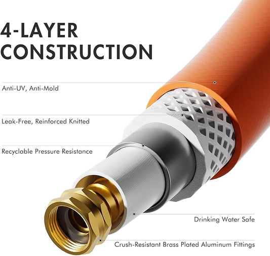 25 ft Garden Hose, Heavy Duty Water Hose, Flexible garden Hose, Lightweight Water Hose with Swivel Handle,3/4" Male to Female Fittings, Burst 600 PSI