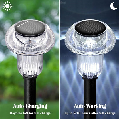 Priddop Pathway Solar Lights Outdoor Waterproof 6000K Cold White LED 8 Pack | Mushroom Yard Garden Decorative Driveway Walkway Outside Patio Replaceable Battery Acrylic ABS Stake Landscape Path Lights