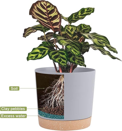 QCQHDU 12 inch Plant Pot, 2 Pack Planters for Indoor Plants with Drainage Holes & Saucer, Outdoor Flower Pots Home Garden Modern Decor