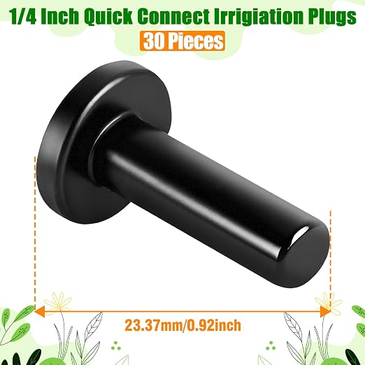 30 Pack 1/4 Inch Drip Irrigation End Plug Fittings - 1/4'' Drip Line End Cap Fittings for 1/4'' Drip Line Push-to-Fit Connectors End Closure Parts for Drip Irrigation System
