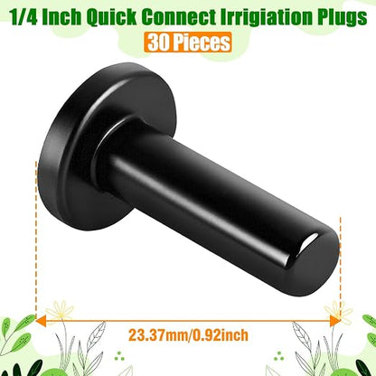 30 Pack 1/4 Inch Drip Irrigation End Plug Fittings - 1/4'' Drip Line End Cap Fittings for 1/4'' Drip Line Push-to-Fit Connectors End Closure Parts for Drip Irrigation System