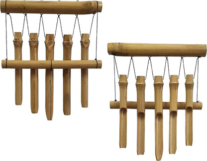 Small Simple Bamboo Wind Chimes Outdoor, 5 Tubes Single Row, Gifts for Mom/Grandma/Women, Garden Lawn Yard Decor 23"