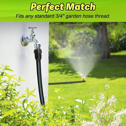 Universal 3/4 Inch Female Pipe Thread to 1/2 Inch Drip Irrigation Tubing Adapter, 6 Pack 1/2 In. Barbed Drip Line x 3/4 In. Faucet PVC Adapter Connect 3/4" FHT Garden Faucet Hose Bibb