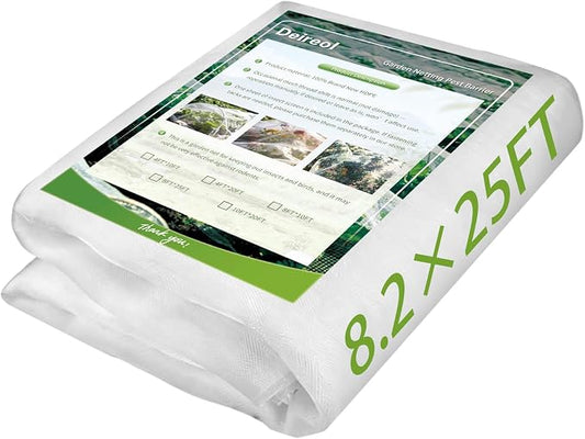 Garden Netting & Plant Netting, 8.2'x25' Fine Mesh Plant Protection Barrier, Garden Net Covers for Raised Beds, Mesh Fencing & Tree Net Bags, Protect Vegetables, Fruits, Plants & Flowers