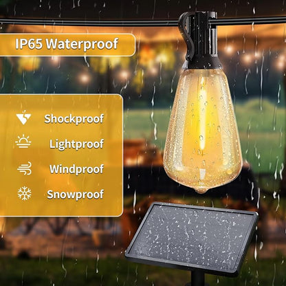 SANBEN 50ft Solar String Lights with Remote, 25+1 Bulbs Solar Patio Lights Outdoor Waterproof, Solar Powered Dimmable Deck Lights for Garden Porch Party