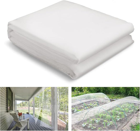 ANPHSIN Strong PP Nanocomposite Mosquito Net Garden Netting - 10 x 20ft Bird Insect Pest Mesh Barrier Screen for Patio, Balcony, Porch, Outdoor Raised Beds Protection (White)