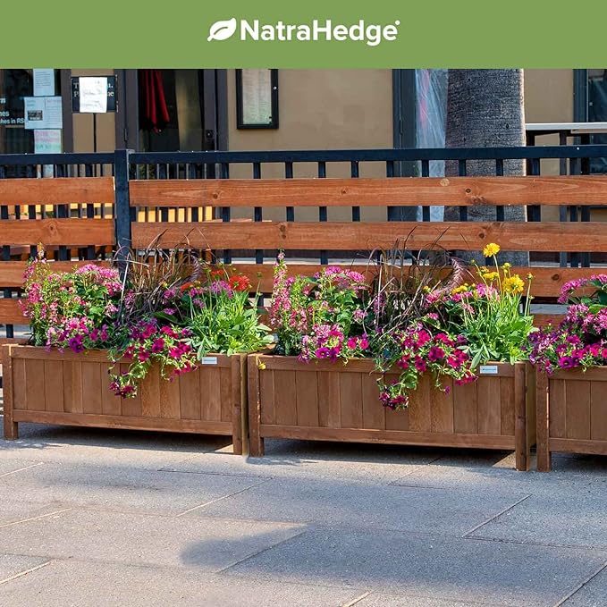 NatraHedge Hampton Classic Wooden Planter Box (44"" Lx15 Wx15 H) Brown | (Brown) Indoor and Outdoor Rectangular Garden Use for Patio Yard Greenhouse Vegatable Flowers and Herb | Weather Resistant