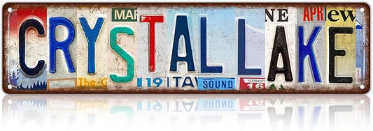 Vintage Crystal Lake Street Sign Wall Decor Metal Tin Signs