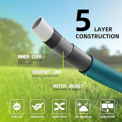 Worth Lead-in Short Garden Hose 3/4 in. x 2 ft. -Heavy Duty Durable Lightweight PVC Rubber Water Pipe for Agriculture, Lawn Care & Commercial Use -No Kink, Flexible, Leakproof, Male to Female Fittings