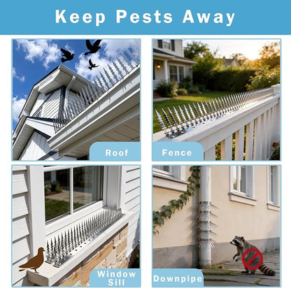 2m Anti-Bird/Squirrel Spikes & Squirrel Proof Baffle for Bird Feeders Pole | For Shepherd's Hooks, Outdoor Fence, Roofs, Tree & Drainpipes. Effectively Deterrent Pigeons, Raccoons, Snakes, Mice & Cats