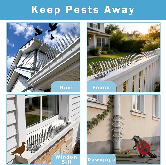 6m Anti-Bird/Squirrel Spikes & Squirrel Proof Baffle for Bird Feeders Pole | 4in Multi-Layer Barrier with 23 Prong,for Shepherd's Hooks/Fences/Roofs/Trees/Gutters&Downspouts,Repels Pigeons,Raccoons,Mice