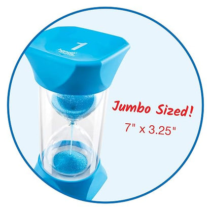 hand2mind Jumbo 1 Minute Sand Timer, Large Hourglass, Sand Clock for Kids, Quiet Timer for Classroom, Toddler Visual Countdown, Game and Calm Down Corner Supplies (Set of 1)