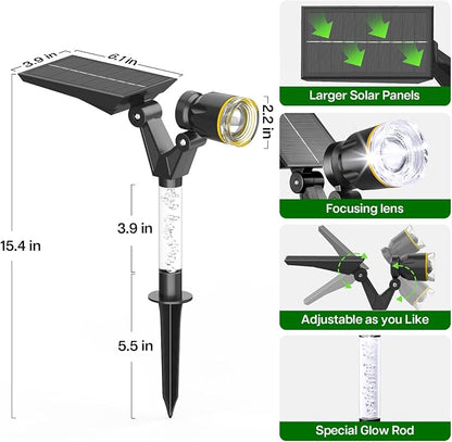 Solar Lights Outdoor Waterproof Spot Lights, 4 Pack Solar Powered Garden Spotlights for Outside Yard Pathway House Landscape Lighting, Auto On/Off, 6000K Cold White