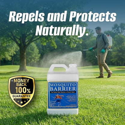 Mosquito Barrier Liquid Garlic Mosquito Repellent Concentrate, 1 Gallon – Professional Outdoor Treatment for Lawns, Landscapes & Perimeter Areas – Yard & Home Mosquito Protection