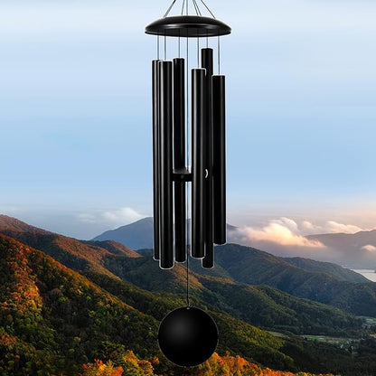 FDOCOI 45'' Wind Chimes Outdoor,Memorial Wind Chime, Large Wind Chimes for Outside Deep Tone, Sympathy Gifts. Black