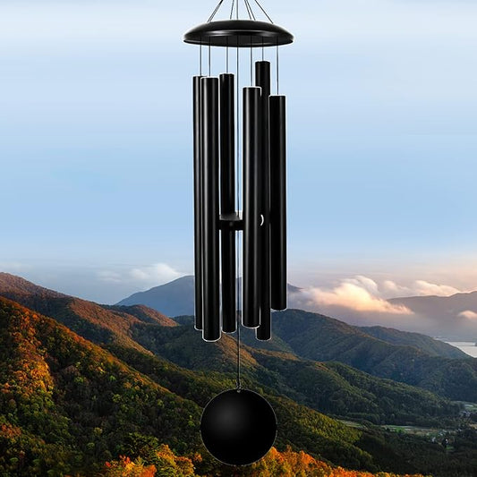 FDOCOI 45'' Wind Chimes Outdoor,Memorial Wind Chime, Large Wind Chimes for Outside Deep Tone, Sympathy Gifts. Black
